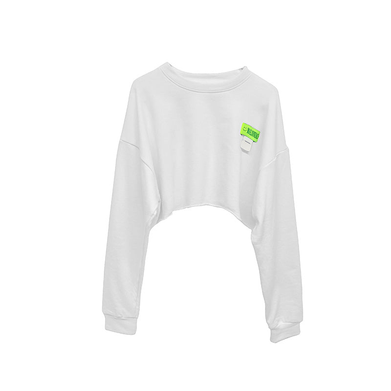 Loose Long-sleeved Sweater Women's Short Crop Top
